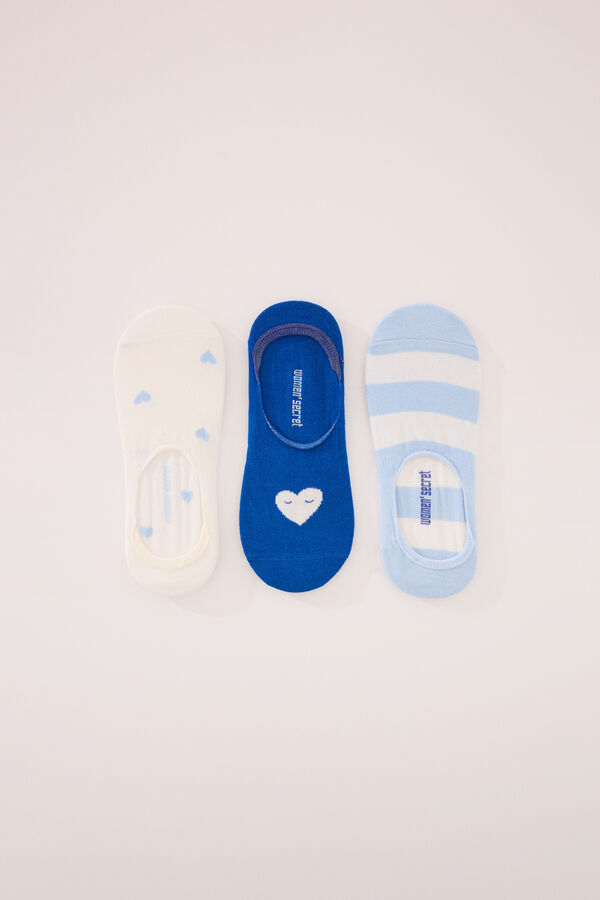 Women'secret Pack 3 calcetines invisibles algod&oacute;n print corazones estampado