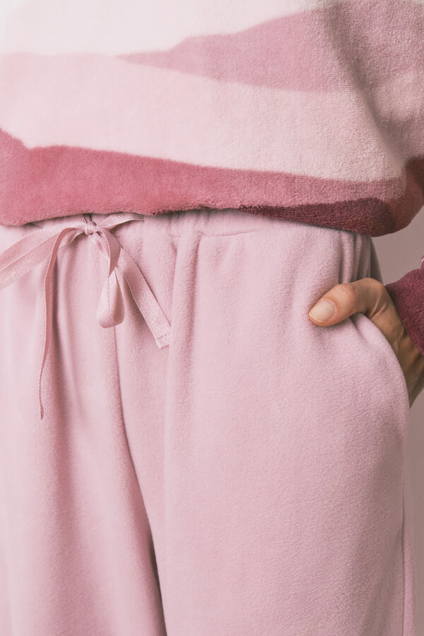 Women'secret Pijama comprido de polar macia rosa