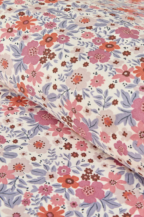 Textura Funda n&oacute;rdica algod&oacute;n sostenible flores azul