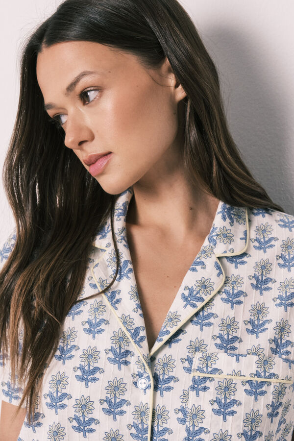 Women'secret Pijama camisero Capri algod&oacute;n estampado estampado