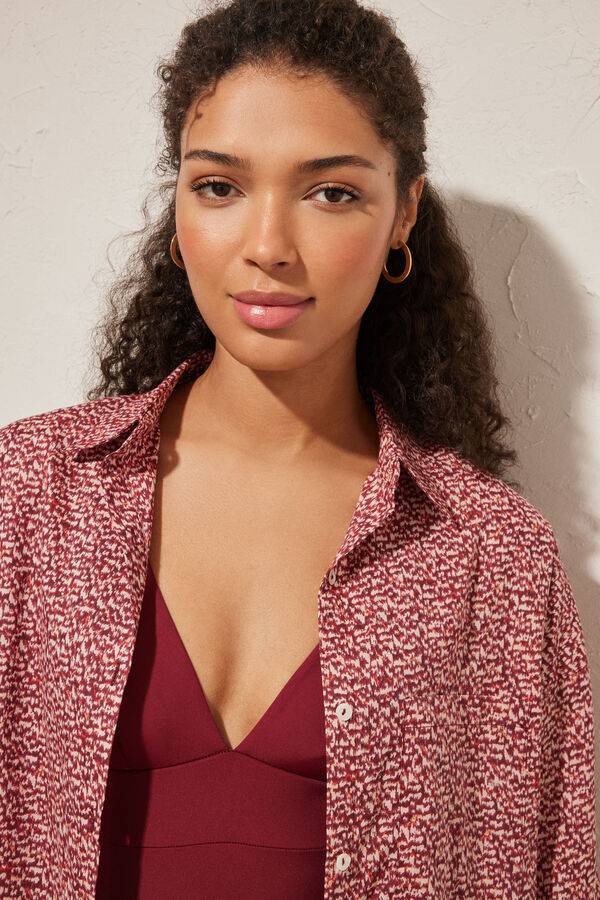 Women'secret Camisola 100% algod&oacute;n estampado granate estampado