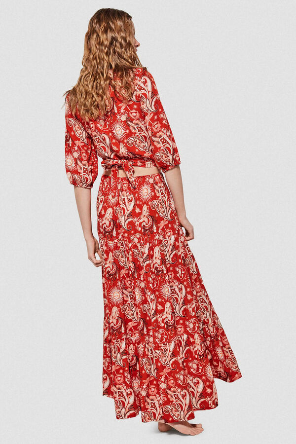 Gisela Falda larga estampada blanco