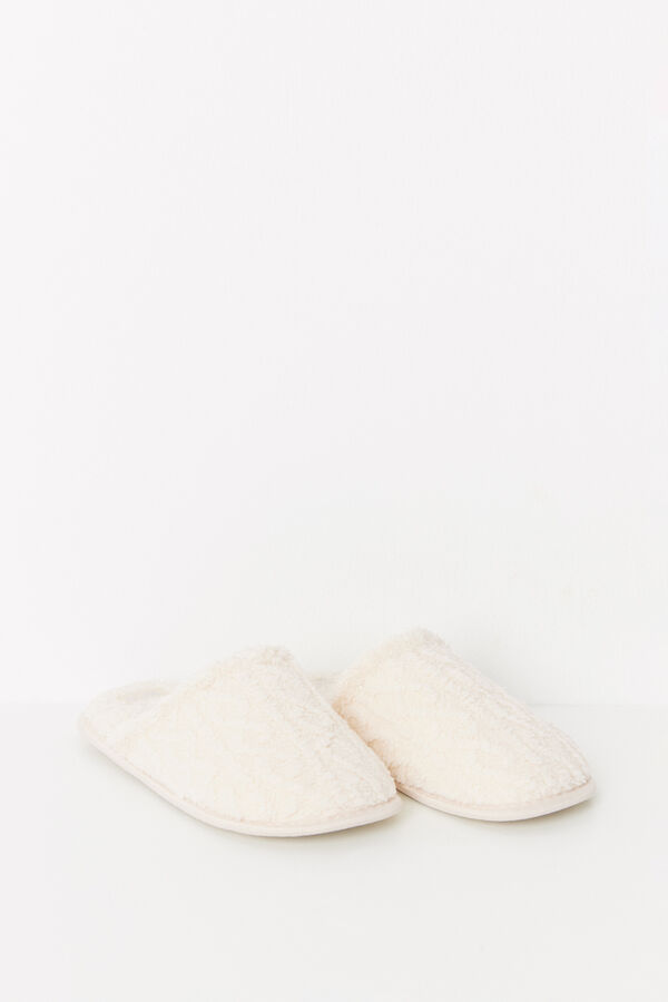 Women'secret Chinelos de tecido de pele marfim bege