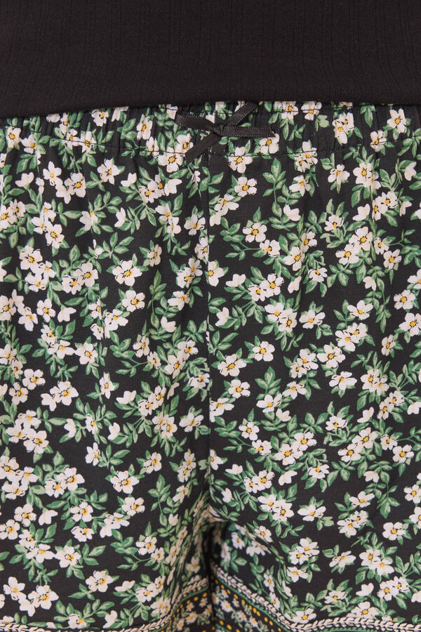 Women'secret Pijama curto de algodão preto com ponta preto