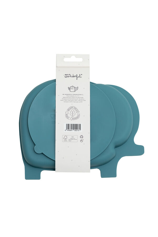 Mr. Wonderful Prato bebê de silicone com ventosa - Elefante azul estampado