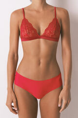 Women'secret Cueca de renda vermelha cl&aacute;ssica com corte limpo vermelho