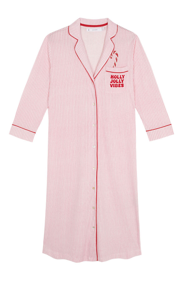 Women'secret Pijama camiseiro 100% algod&atilde;o riscas  rosa