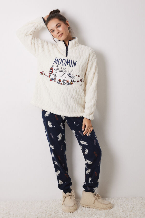 Women'secret Pijama largo borreguito polar Moomin marfil