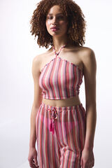 Penti Top de biqu&iacute;ni riscas estampado