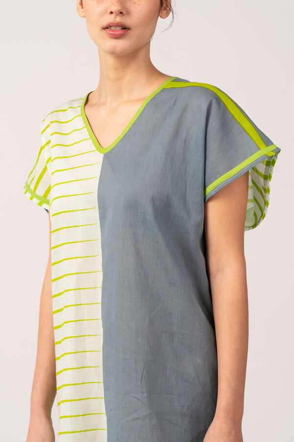 Abbacino Vestido playero de mujer de algod&oacute;n con estampado geom&eacute;trico verde