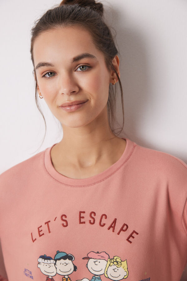 Women'secret Pijama largo s&uacute;per soft rosa Snoopy naranja