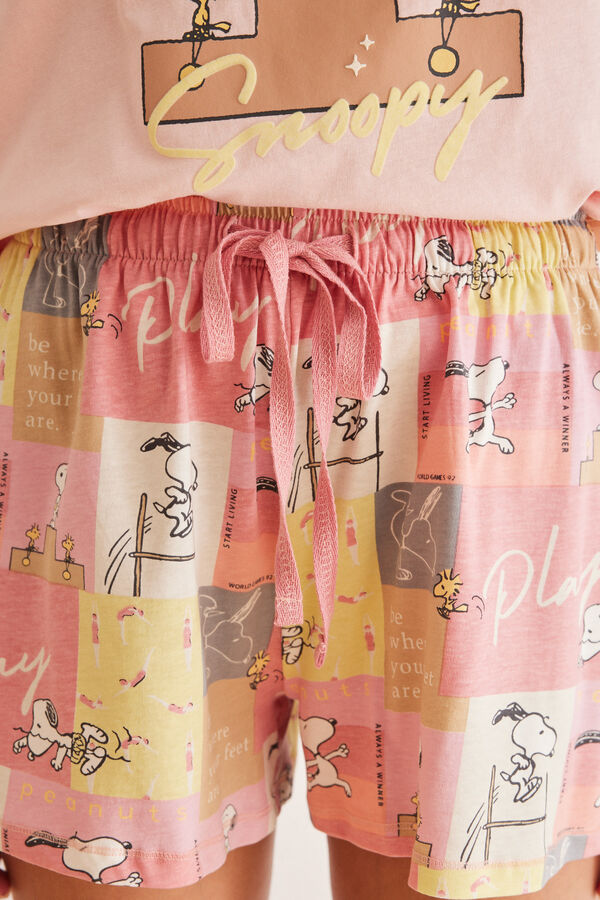 Women'secret Pijama corto 100% algod&oacute;n Snoopy &ldquo;Always&rdquo; rosa