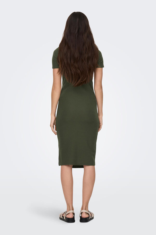 Only Maternity Vestido midi manga curta maternity verde