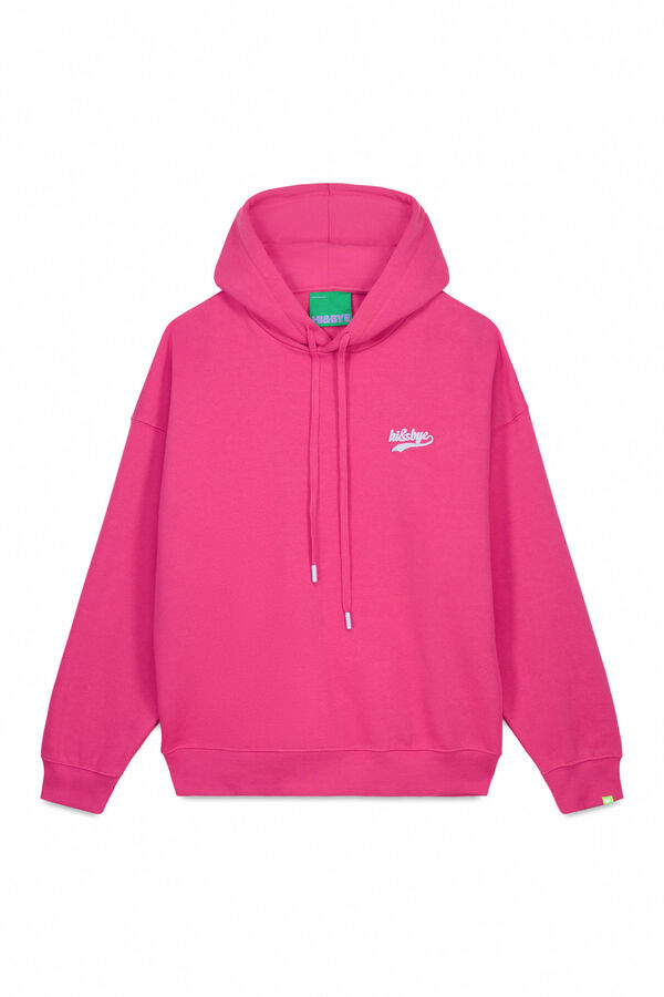 HI&BYE Sweatshirt com capuz de pel&uacute;cia f&uacute;csia rosa
