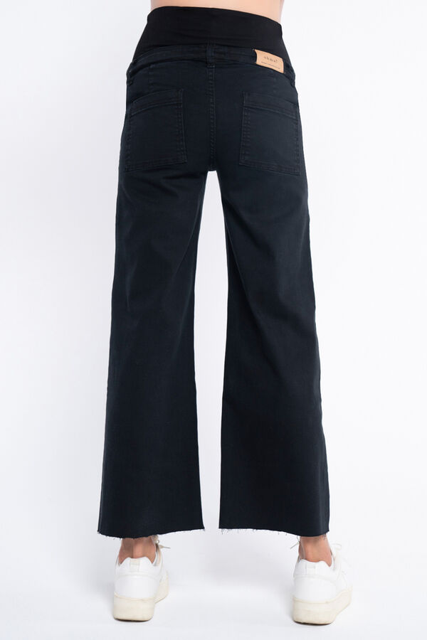 Ohma! Cal&ccedil;a jeans culotte colorida para pr&eacute;-mam&atilde; preto