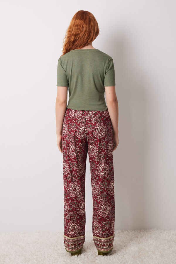 Women'secret Cal&ccedil;a de pijama estampada de algod&atilde;o vermelho estampado