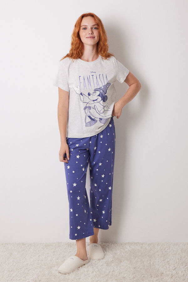 Women'secret Pijama Mickey Capri 100% Algod&atilde;o cinzento