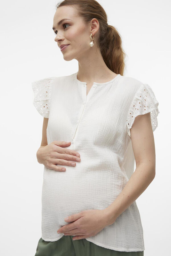 Mamalicious Top de algod&oacute;n maternity y lactancia  blanco