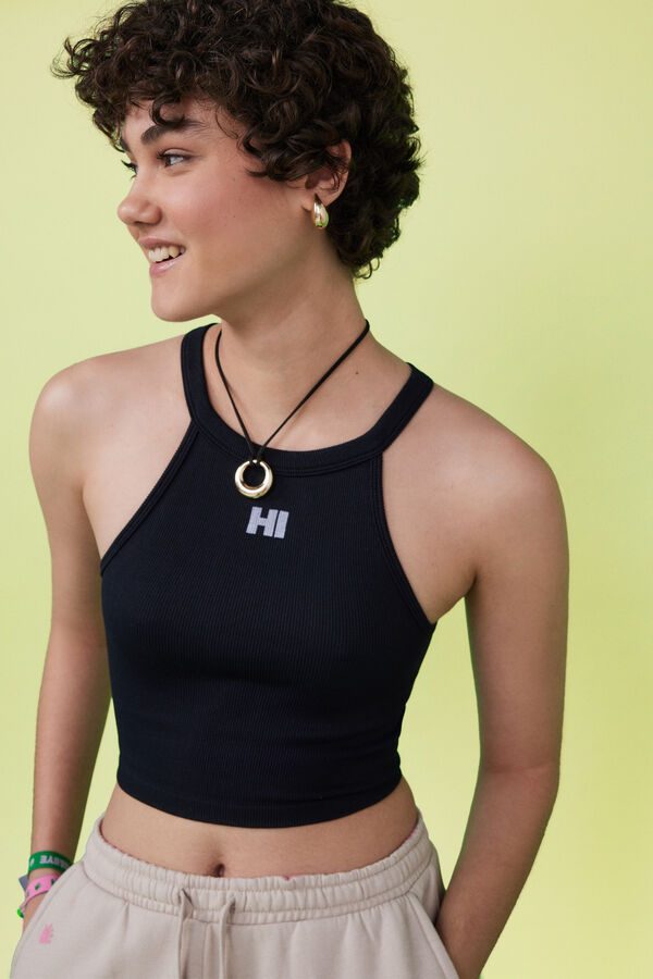 HI&BYE Crop top halter seamless negro negro