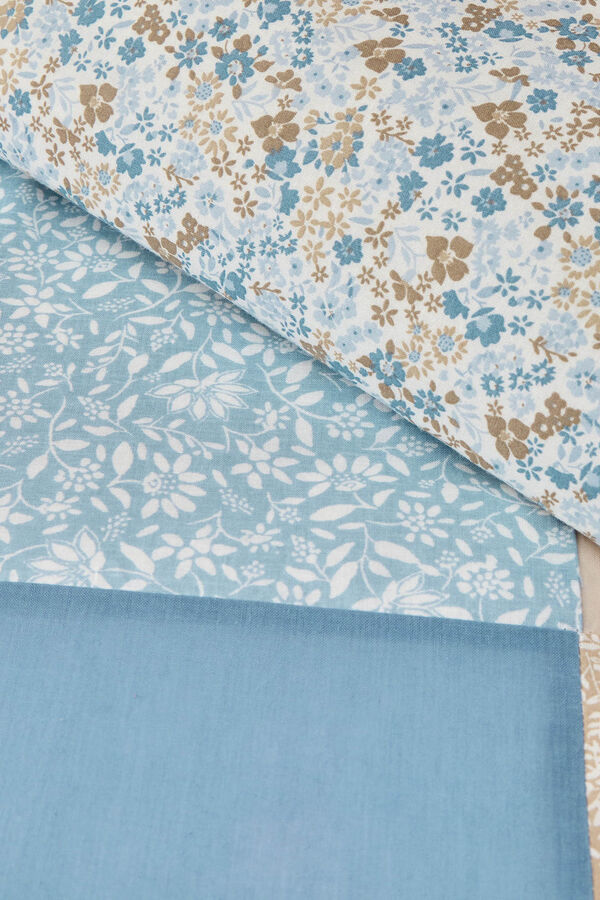 Textura Funda n&oacute;rdica patchwork flores&nbsp; azul