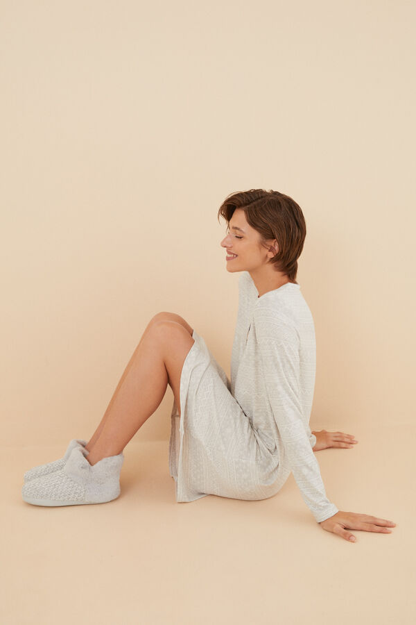 Women'secret Zapatillas casa bota pelo gris gris