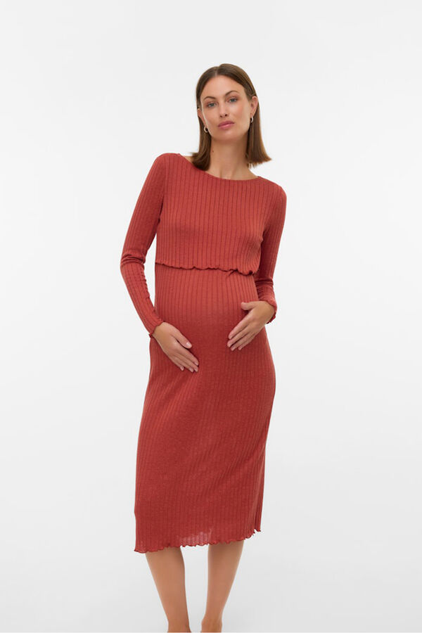 Mamalicious Vestido midi para maternity e amamenta&ccedil;&atilde;o  vermelho