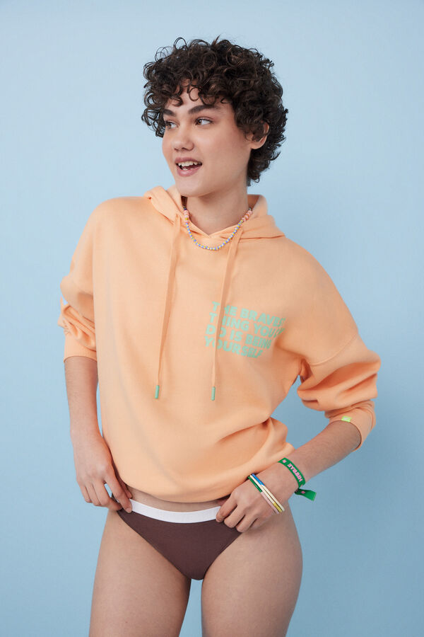 HI&BYE Pack 3 bragas brasile&ntilde;as algod&oacute;n logo rosa, blanco y marr&oacute;n estampado