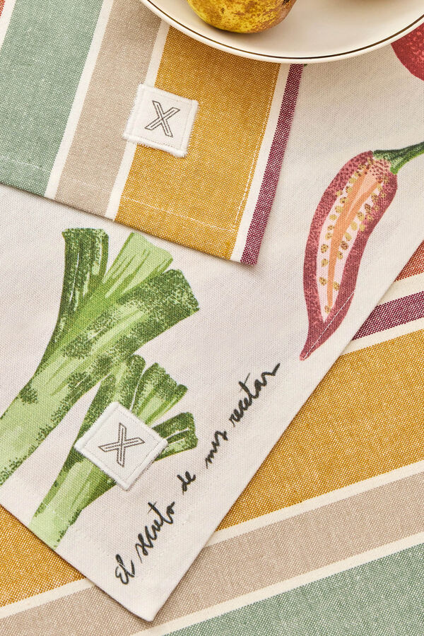 Textura Toalha de mesa riscas de algod&atilde;o resistente a manchas amarelo