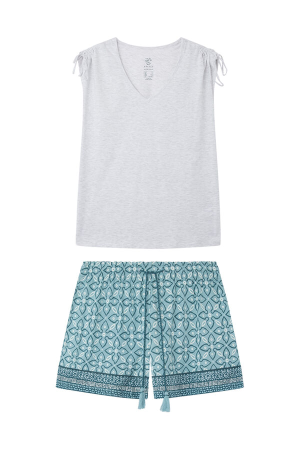 Women'secret Pijama corto 100% algod&oacute;n gris claro gris