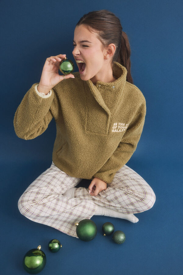 HI&BYE Sweatshirt cropped c&aacute;qui borrego bege