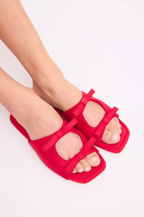 Women'secret Zapatillas abiertas rojo lazos rojo