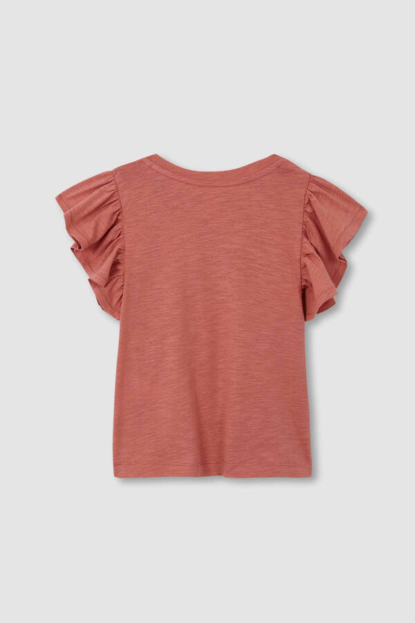 Womensecret Camiseta con volante coral coral