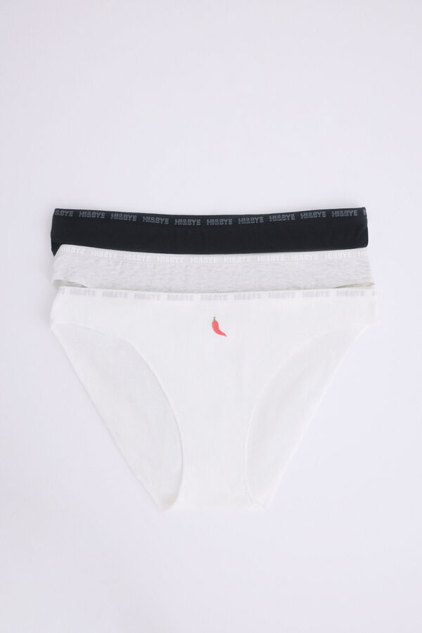 HI&BYE Pacote de 3 cuecas cl&aacute;ssicas preta, branca, cinza branco