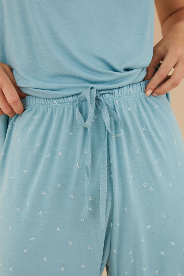 Women'secret Pijama Capri flores azul azul