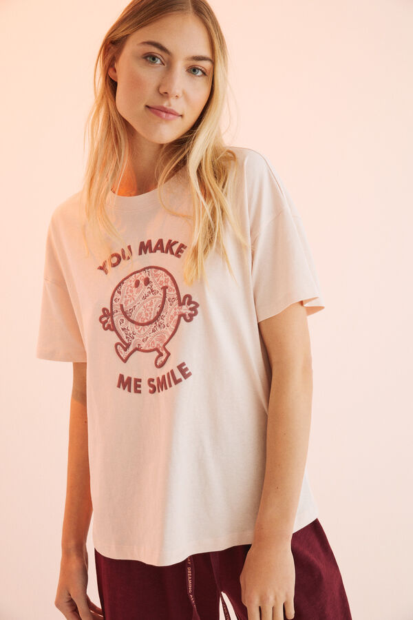 Womensecret Camiseta 100% algodón Mr. Men & Little Miss rosa