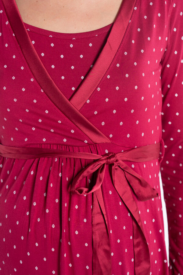 Ohma! Camis&oacute;n lactancia m/l estampado corbater burdeos