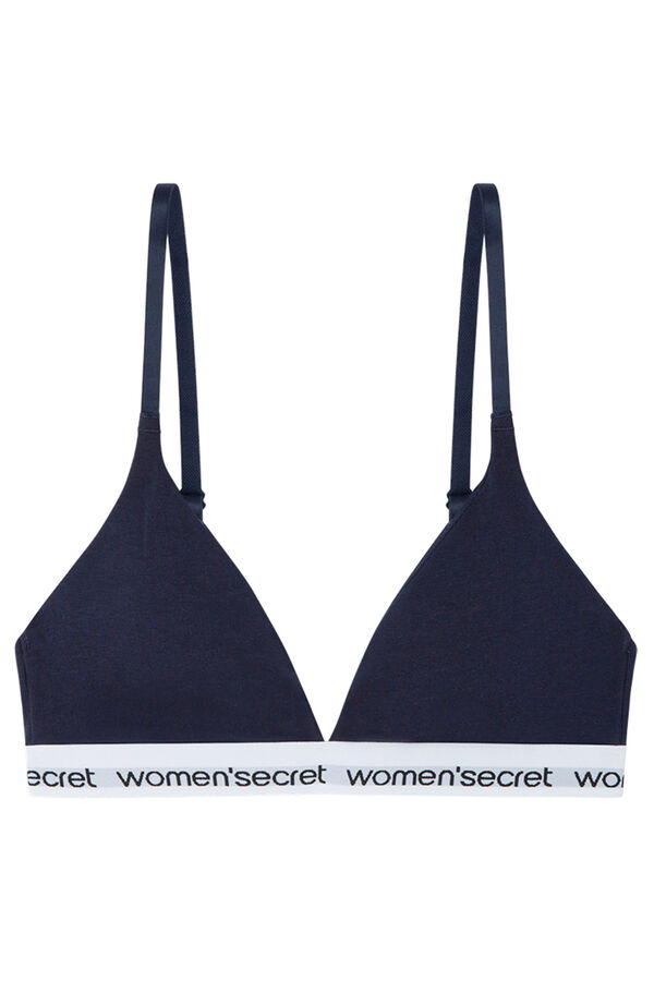 Women'secret LOVELY Sujetador triangular algod&oacute;n logo azul navy azul