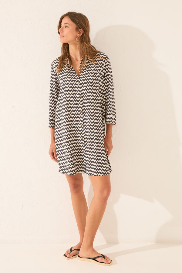 Women'secret Camisola curta com estampado em zigue-zague preto