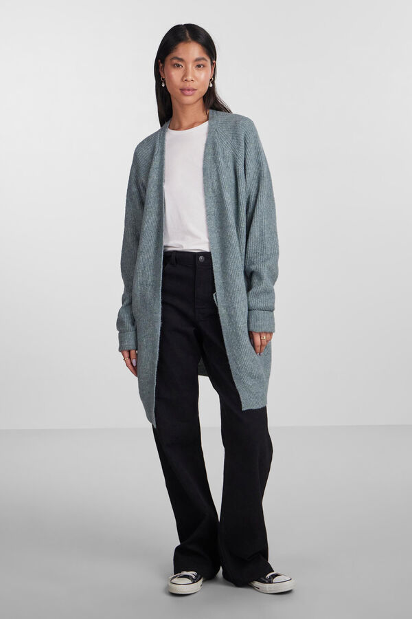 Pieces Cardigan aberto de malha cinzento