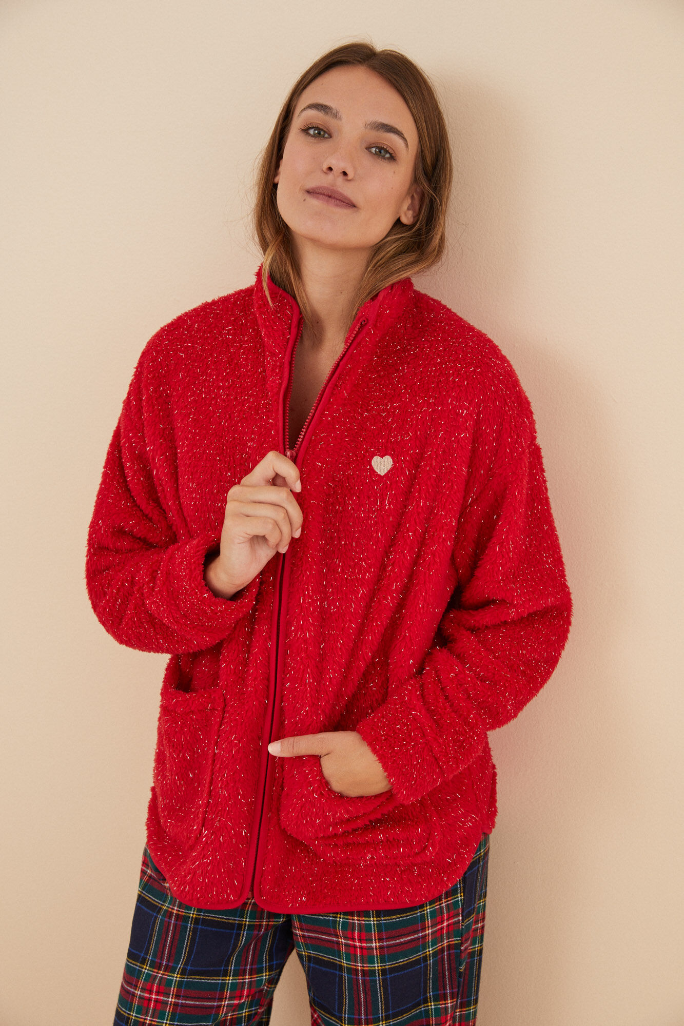 Women'secret Casaco pelo l&uacute;rex vermelho