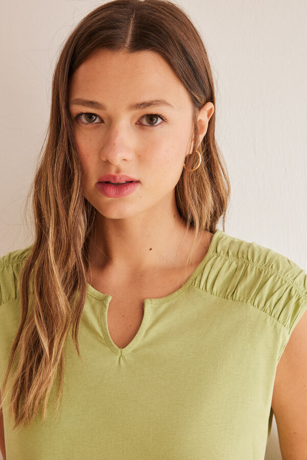 Women'secret Pijama corto algod&oacute;n flores orientales  verde