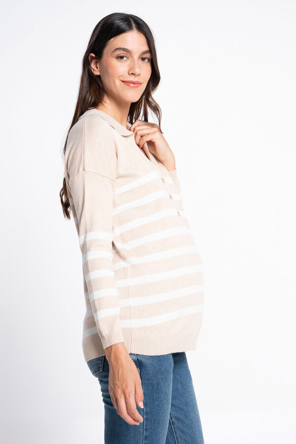 Ohma! Camisola de pré-mamã em malha às riscas cinzento