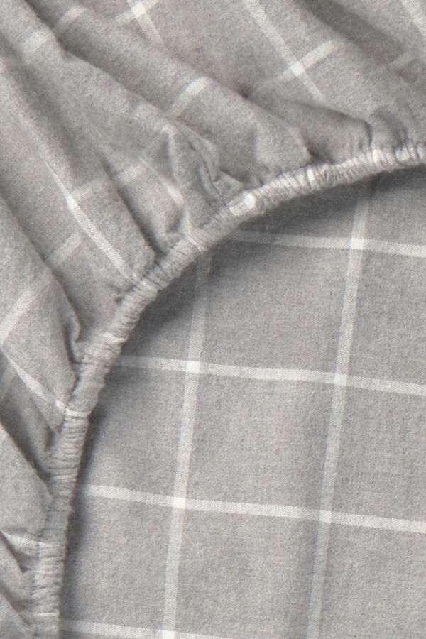 Textura Len&ccedil;ol justo de flanela de algod&atilde;o xadrez cinzento