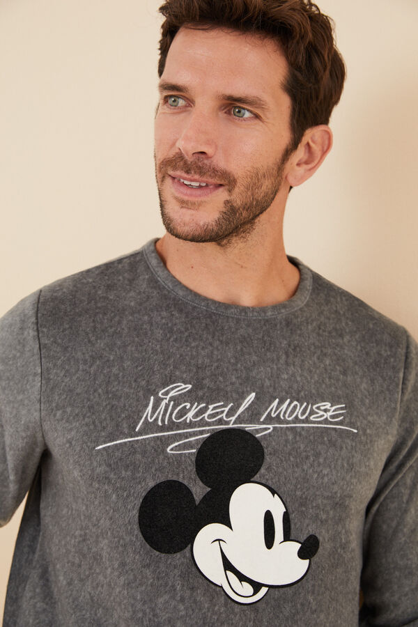 Women'secret Pijama largo hombre polar Mickey Mouse gris