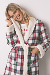 Women'secret Bata cuadros franela y borreguito marfil