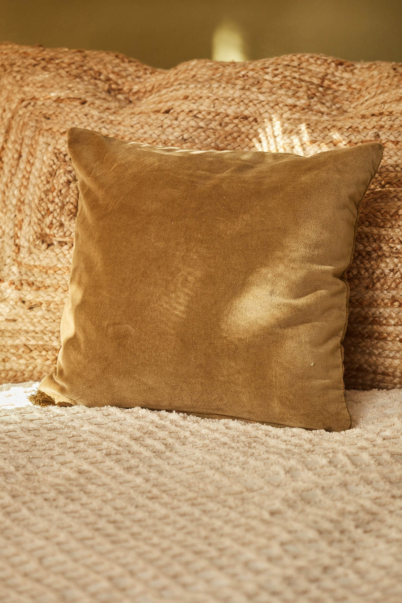 Calma House Funda de coj&iacute;n de terciopelo verde Velur