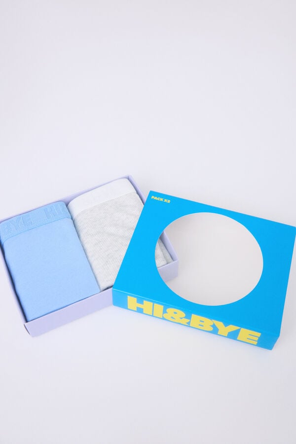 HI&BYE Pack de 2 cuecas boxer azuis e cinzentas branco