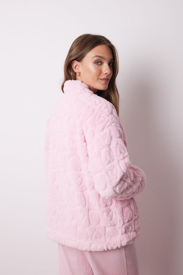 Women'secret Bata corta rosa pelo esponjoso corazones rosa