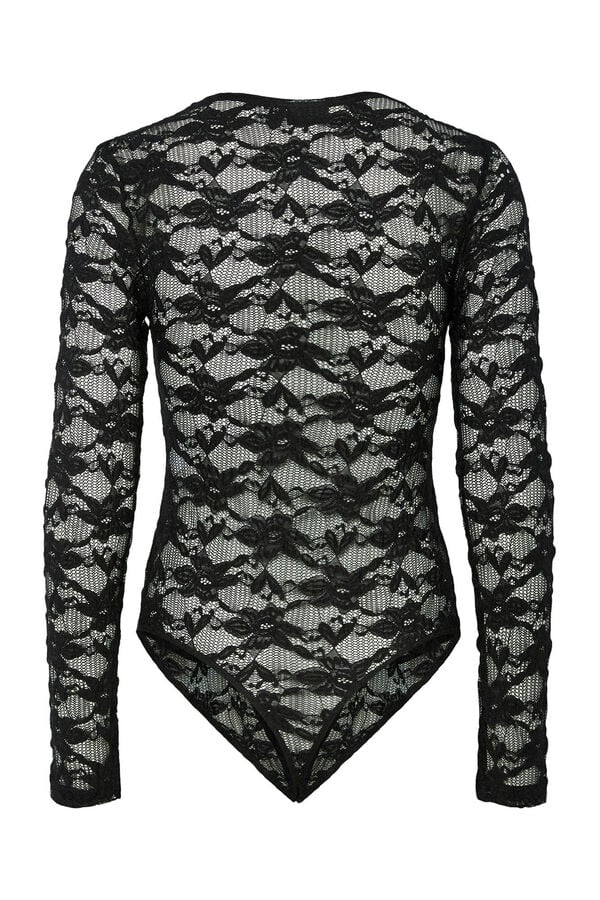 Pieces Body Encaje Manga Larga negro