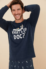 Women'secret Pijama largo hombre polar Bugs Bunny azul